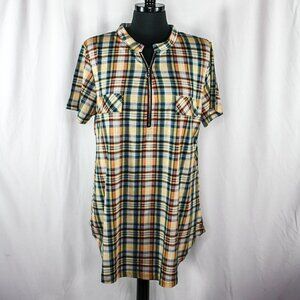 JCZHWQU Plaid Short Sleeve Top 2XL